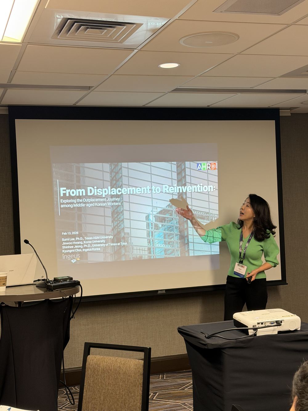 Sumi Lee presenting research on career transitions